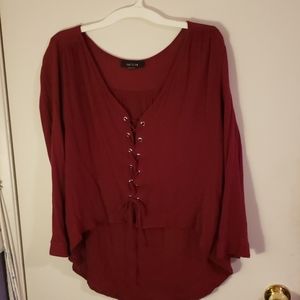 Maroon long sleeve with tie front